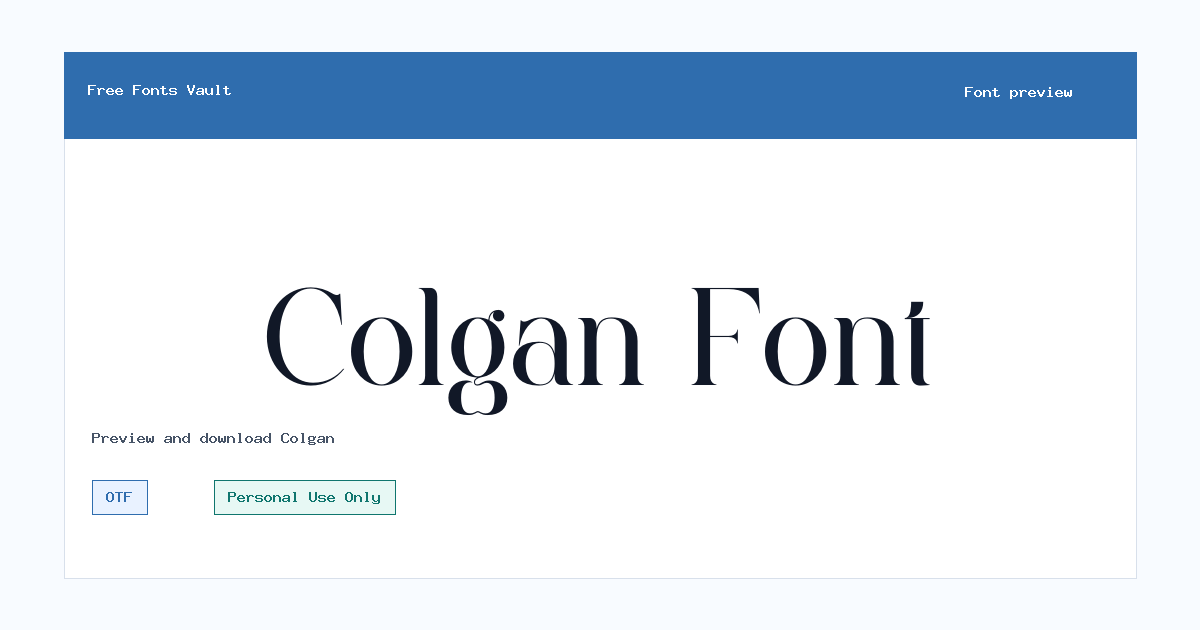 Colgan font preview showing the family name