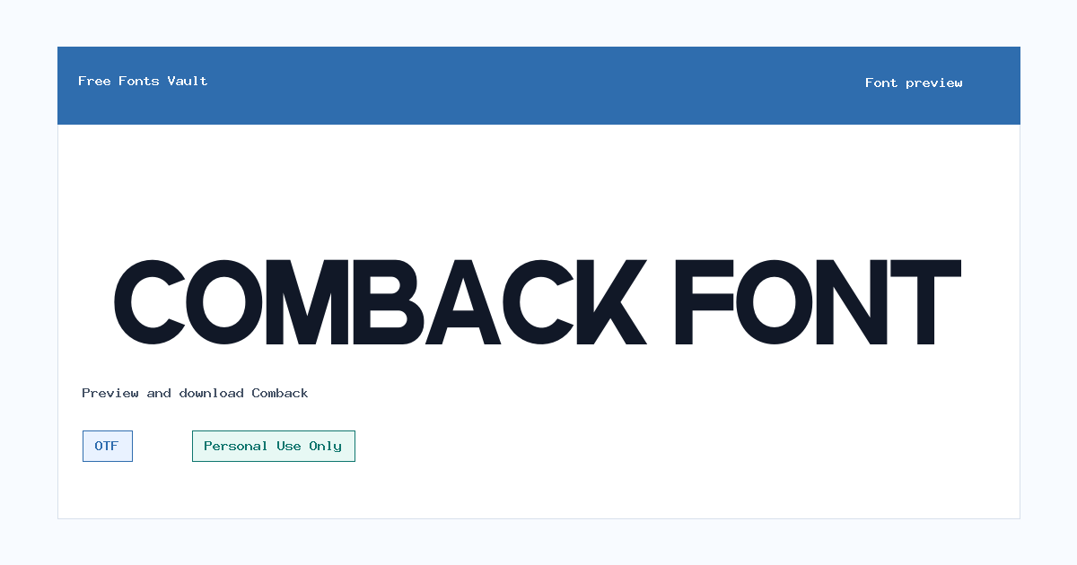 Comback font preview showing the family name