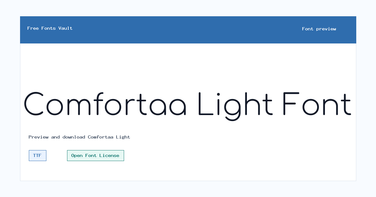 Comfortaa Light font preview showing the family name
