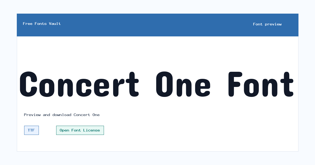 Concert One font preview showing the family name