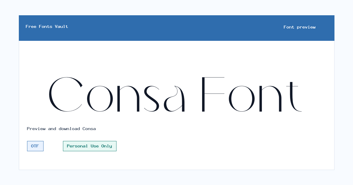Consa font preview showing the family name