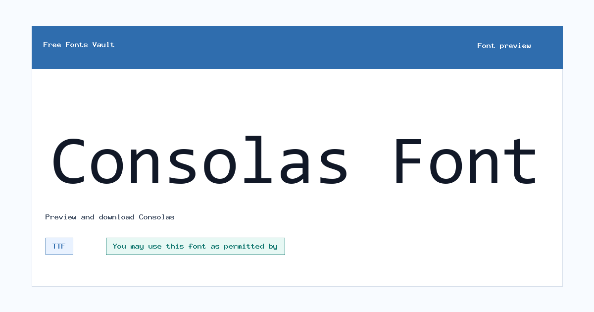 Consolas font preview showing the family name