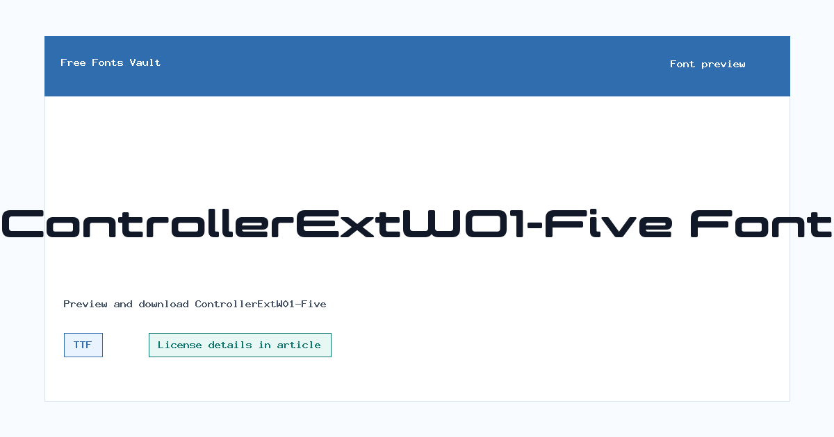 ControllerExtW01-Five font preview showing the family name
