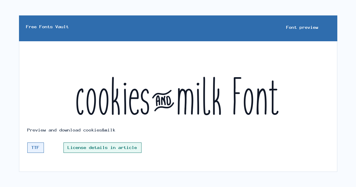 cookies&milk font preview showing the family name