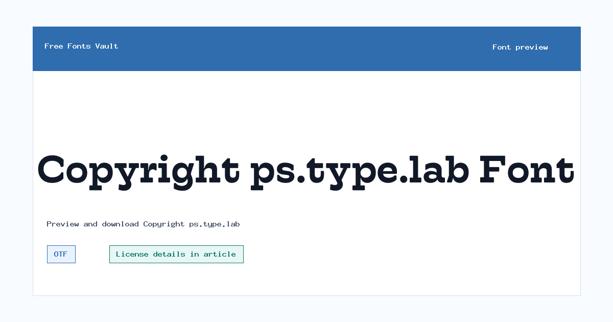 Copyright ps.type.lab font preview showing the family name