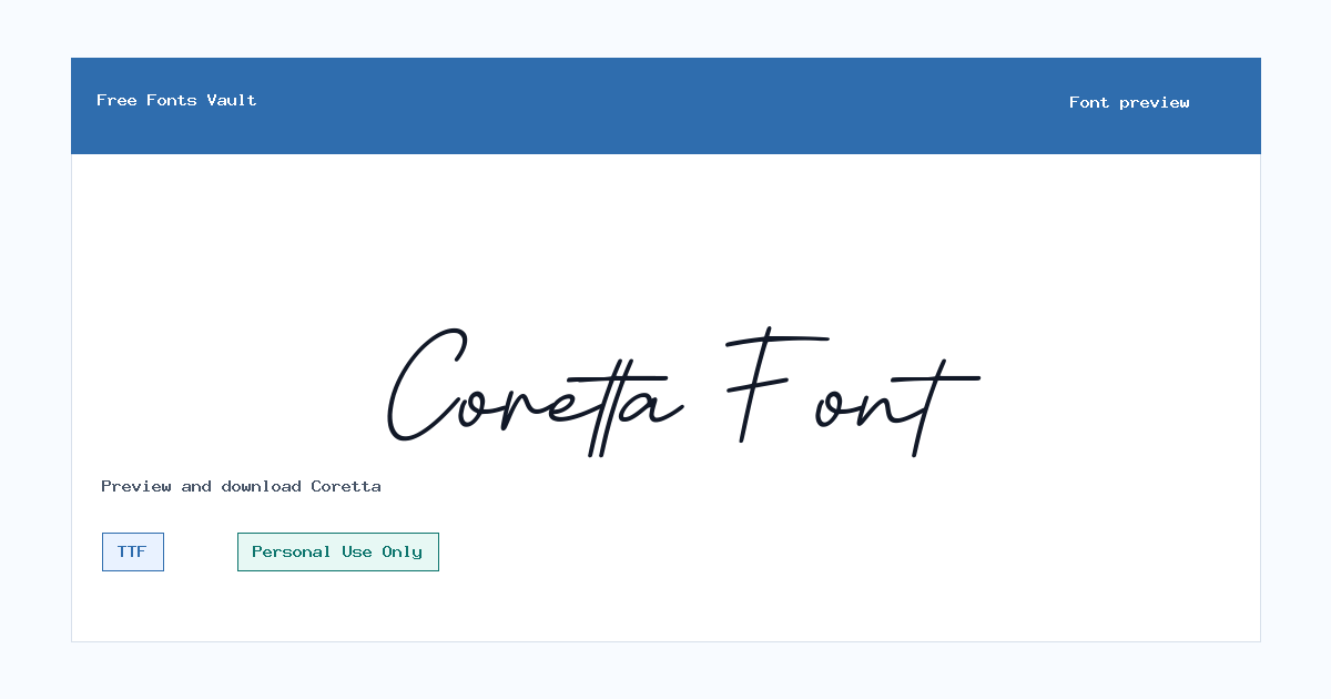 Coretta font preview showing the family name