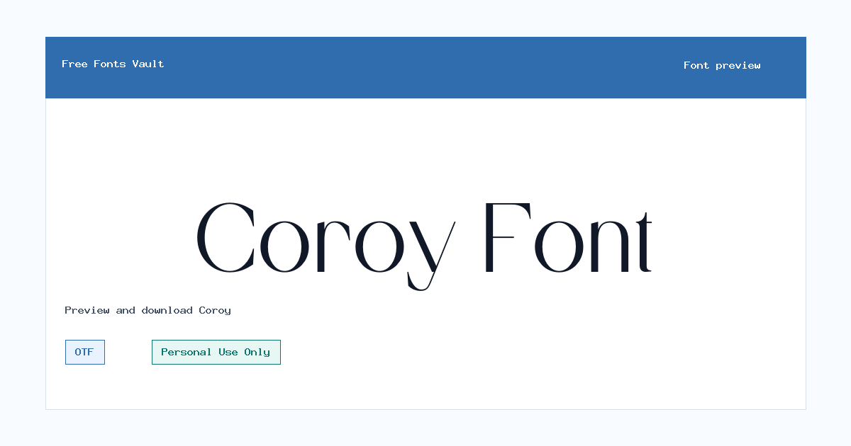 Coroy font preview showing the family name