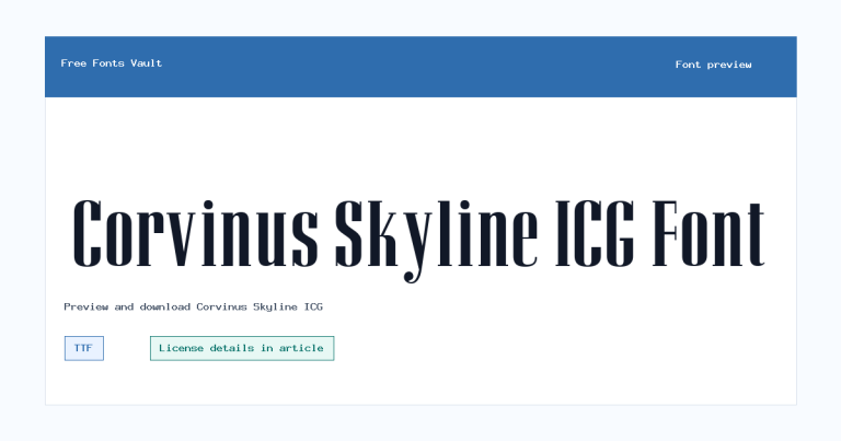Corvinus Skyline ICG font preview