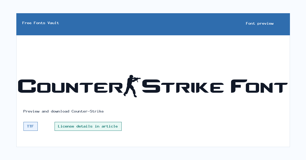 Counter-Strike font preview showing the family name