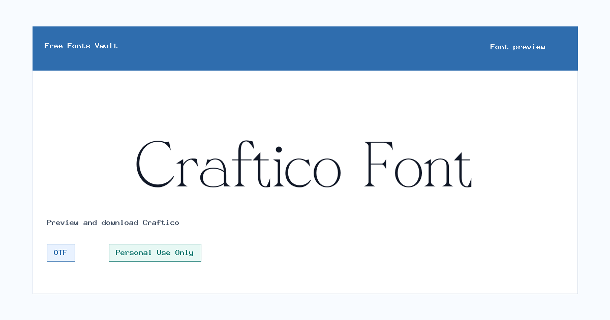 Craftico font preview showing the family name