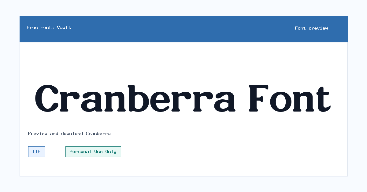 Cranberra font preview showing the family name
