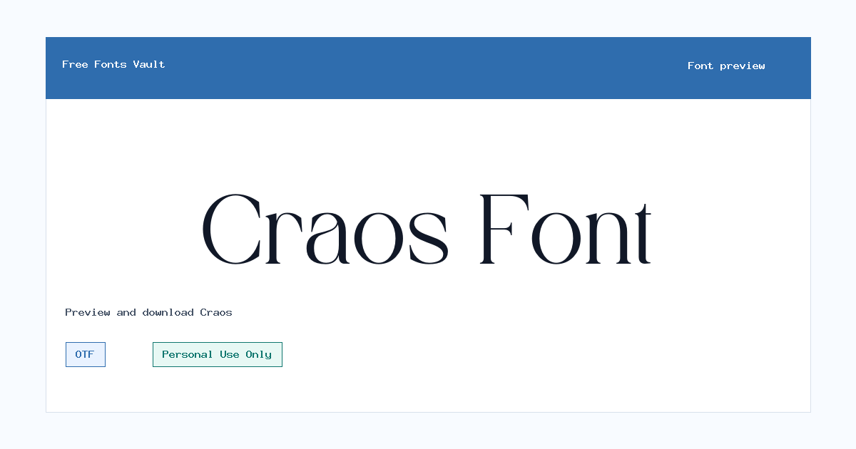 Craos font preview showing the family name