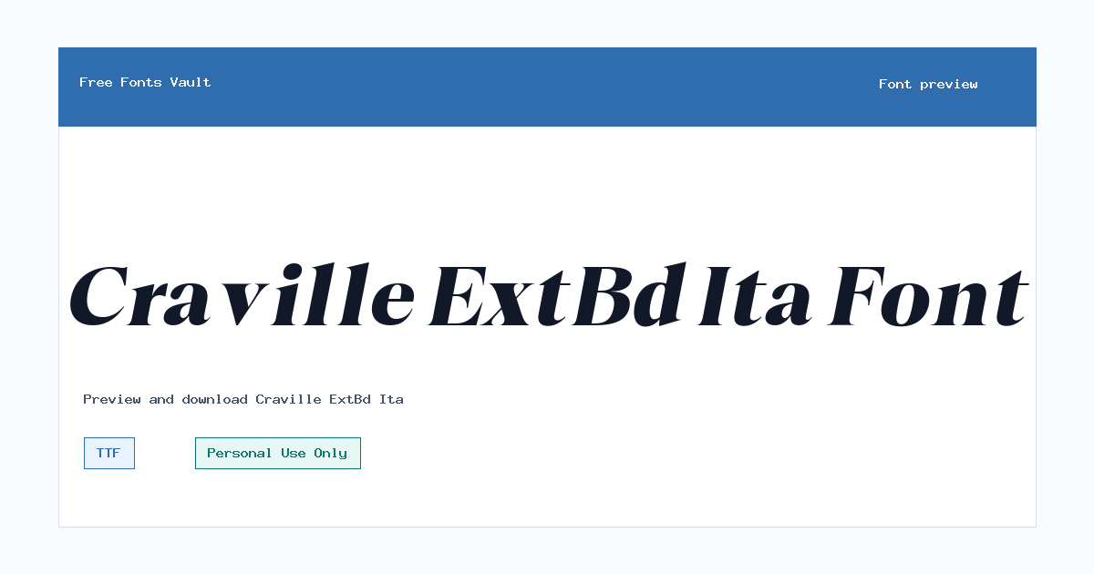 Craville ExtBd Ita font preview showing the family name