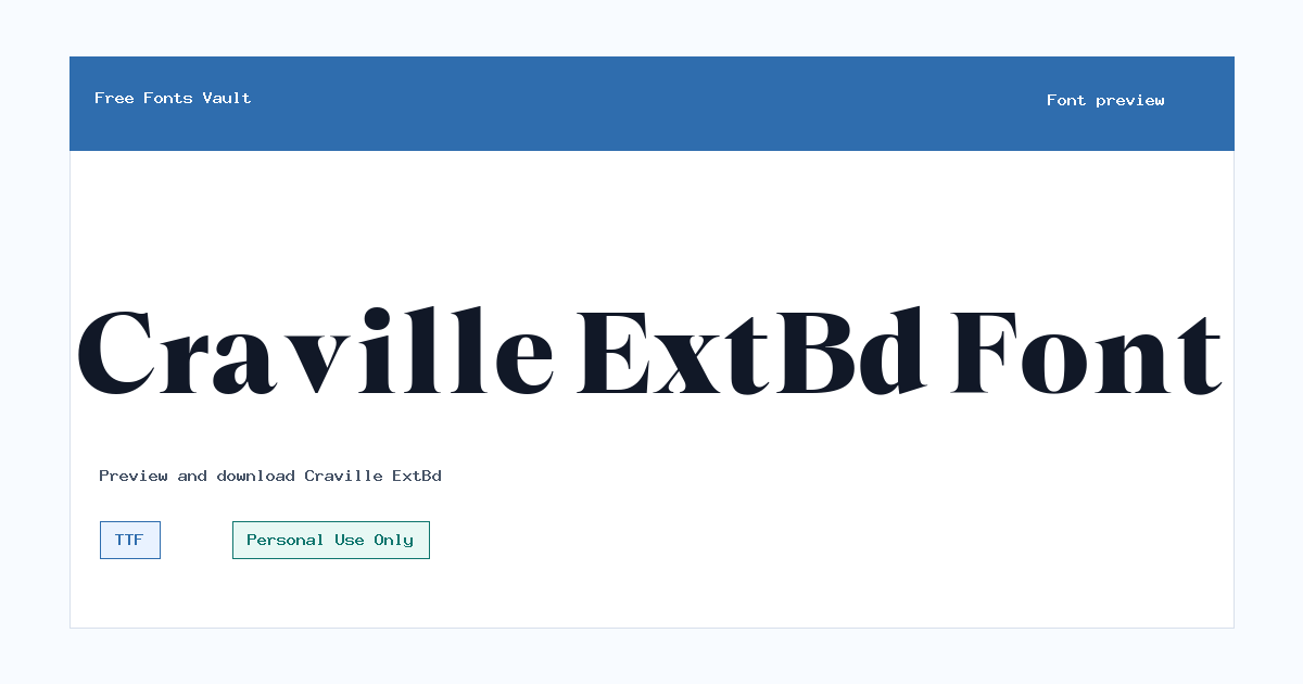 Craville ExtBd font preview showing the family name