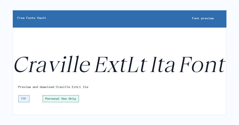 Craville ExtLt Ita font preview