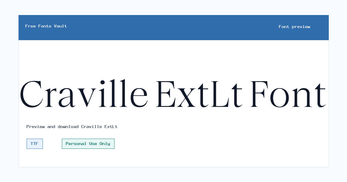 Craville ExtLt font preview showing the family name