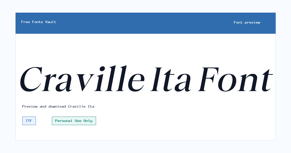 Craville Ita font preview showing the family name