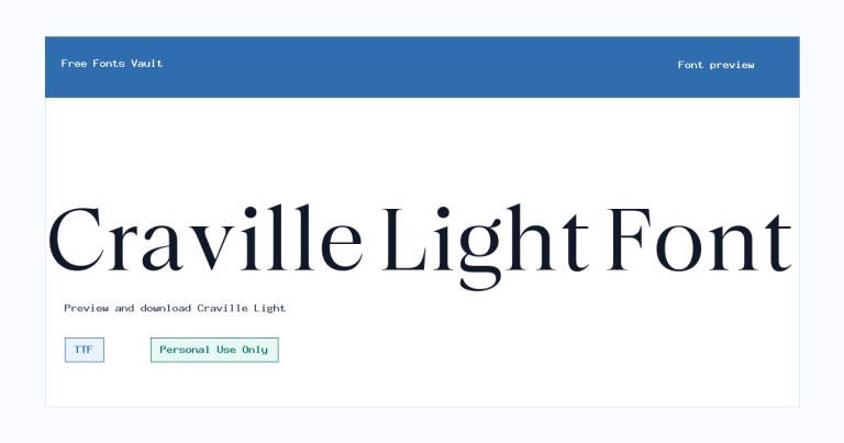 Craville Light font preview