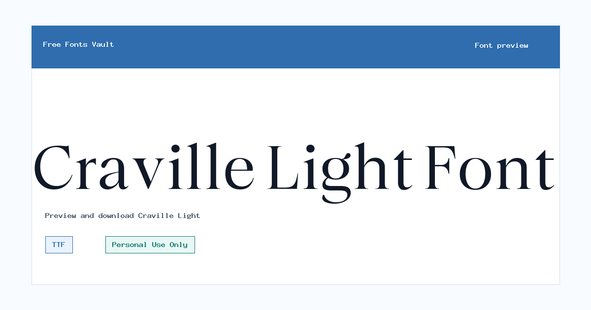 Craville Light font preview showing the family name