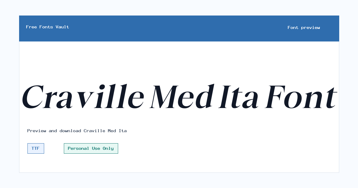 Craville Med Ita font preview showing the family name