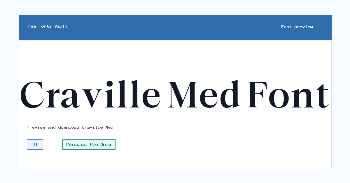 Craville Med font preview showing the family name