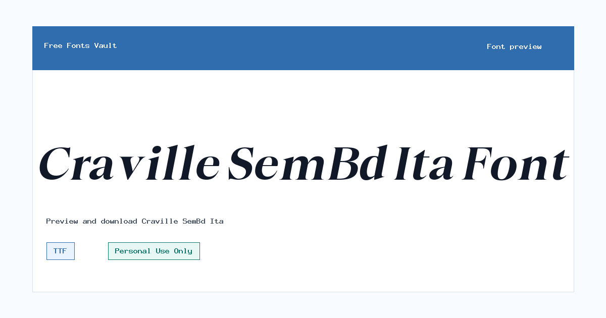 Craville SemBd Ita font preview showing the family name