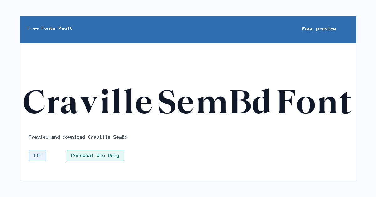 Craville SemBd font preview showing the family name