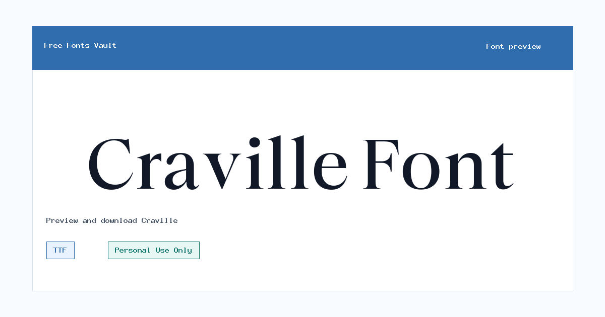 Craville font preview showing the family name