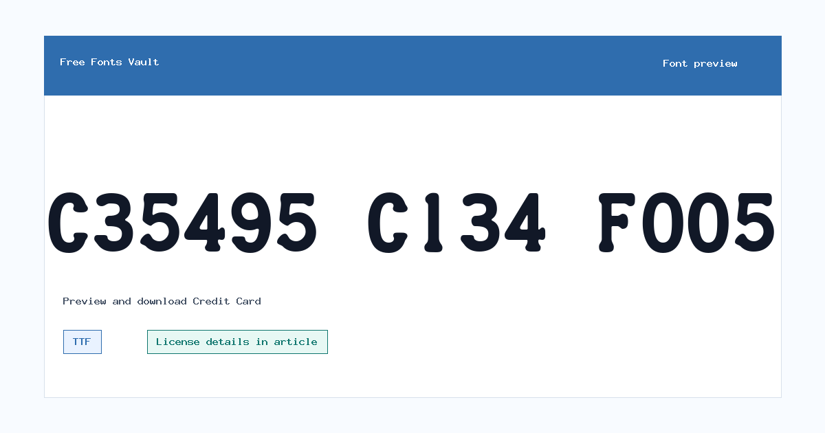 Credit Card font preview showing the family name