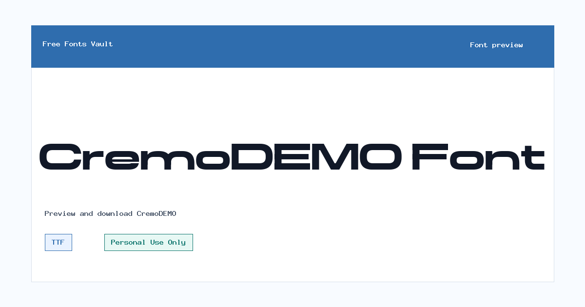 CremoDEMO font preview showing the family name