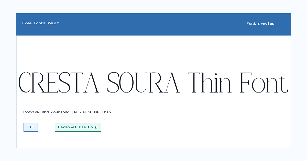 CRESTA SOURA Thin font preview showing the family name