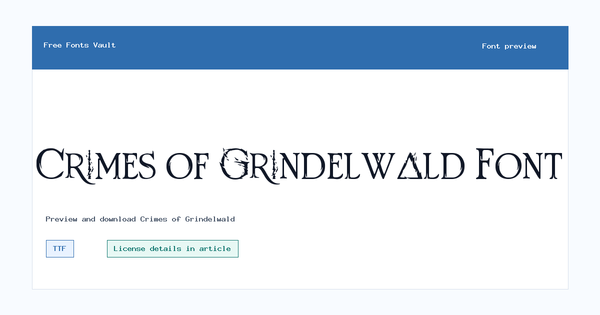 Crimes of Grindelwald font preview showing the family name
