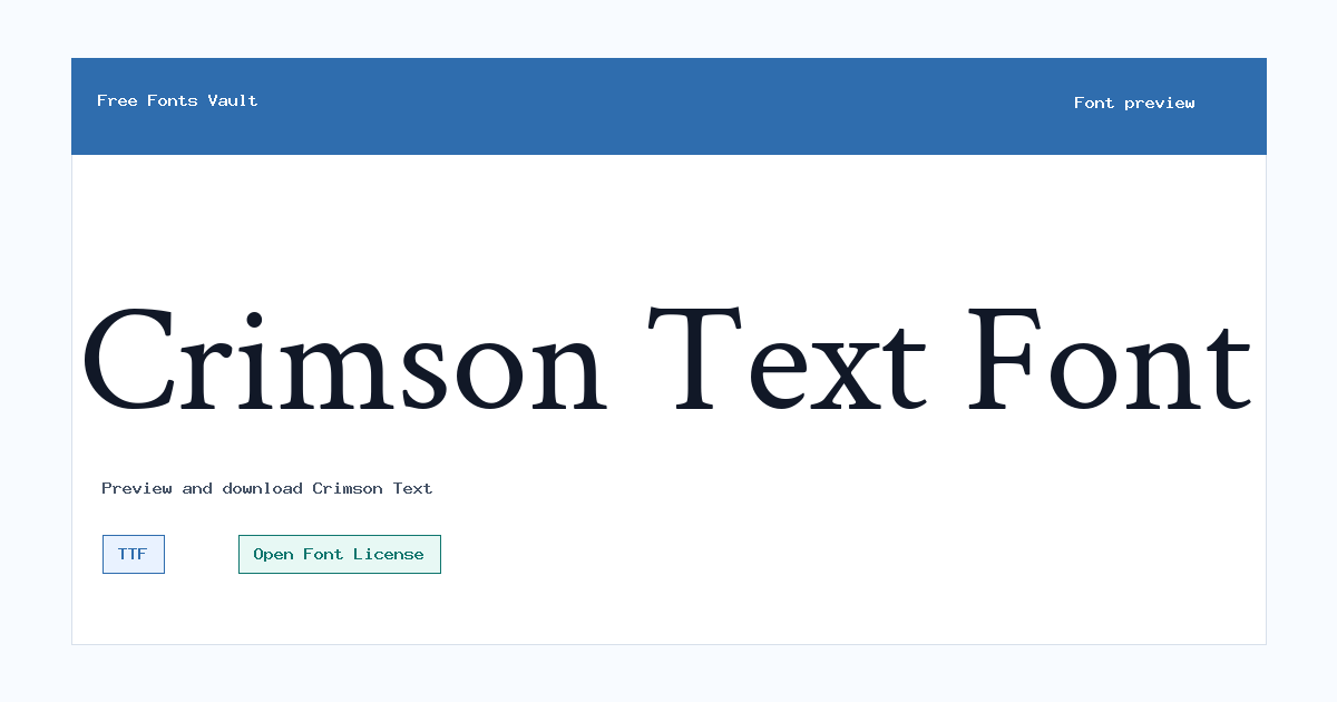 Crimson Text font preview showing the family name