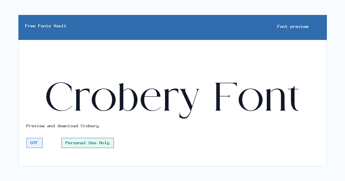 Crobery font preview showing the family name