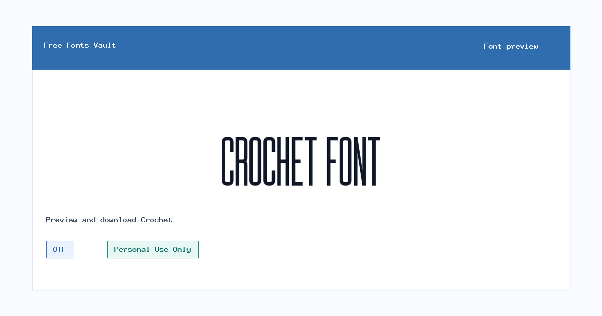 Crochet font preview showing the family name
