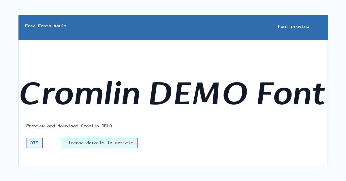 Cromlin DEMO font preview showing the family name