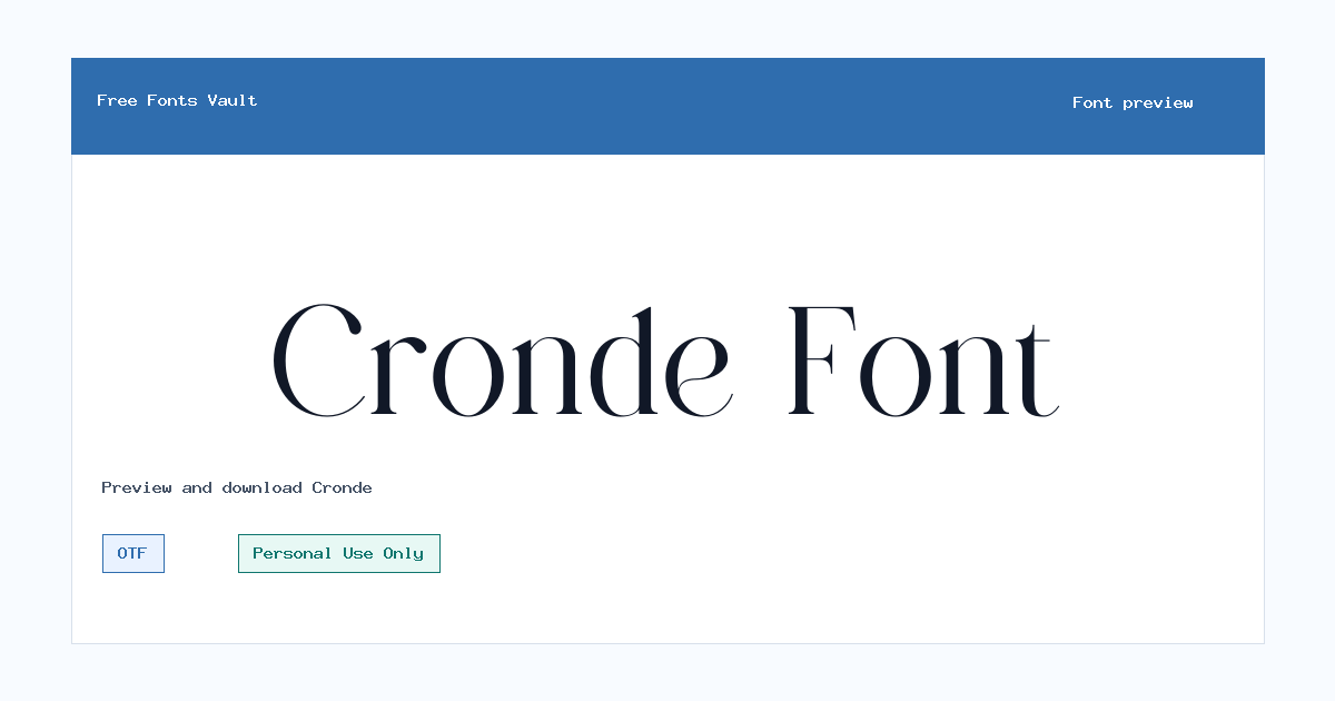Cronde font preview showing the family name