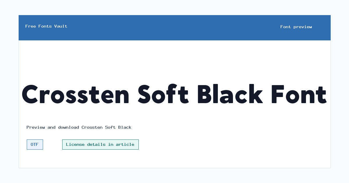 Crossten Soft Black font preview showing the family name