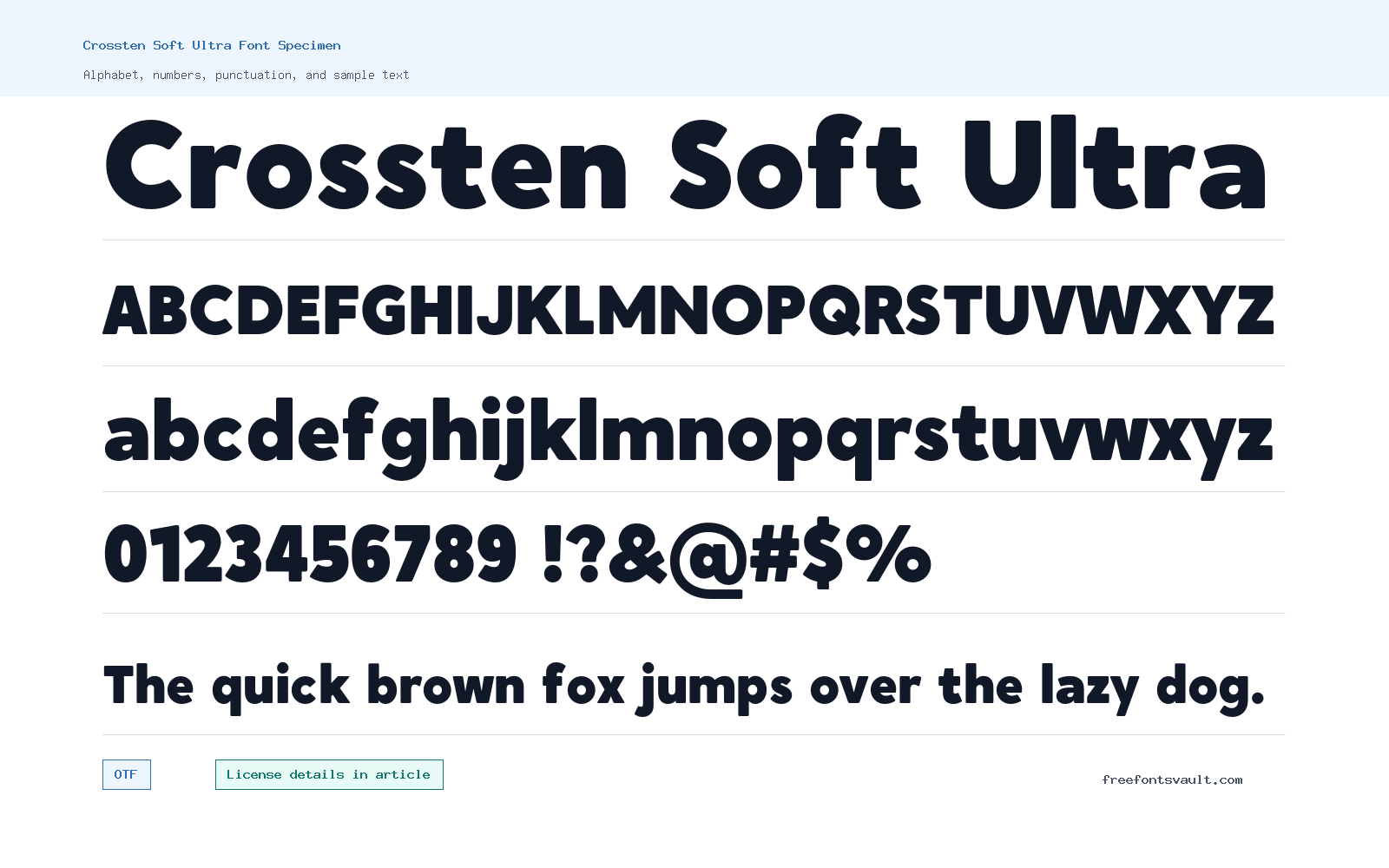 Crossten Soft Ultra font specimen showing alphabet, numbers, and sample text