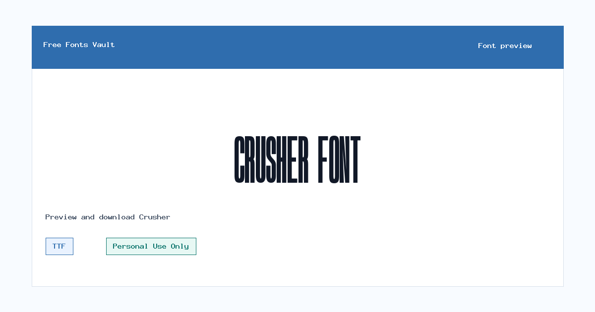 Crusher font preview showing the family name
