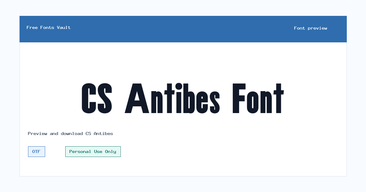 CS Antibes font preview showing the family name