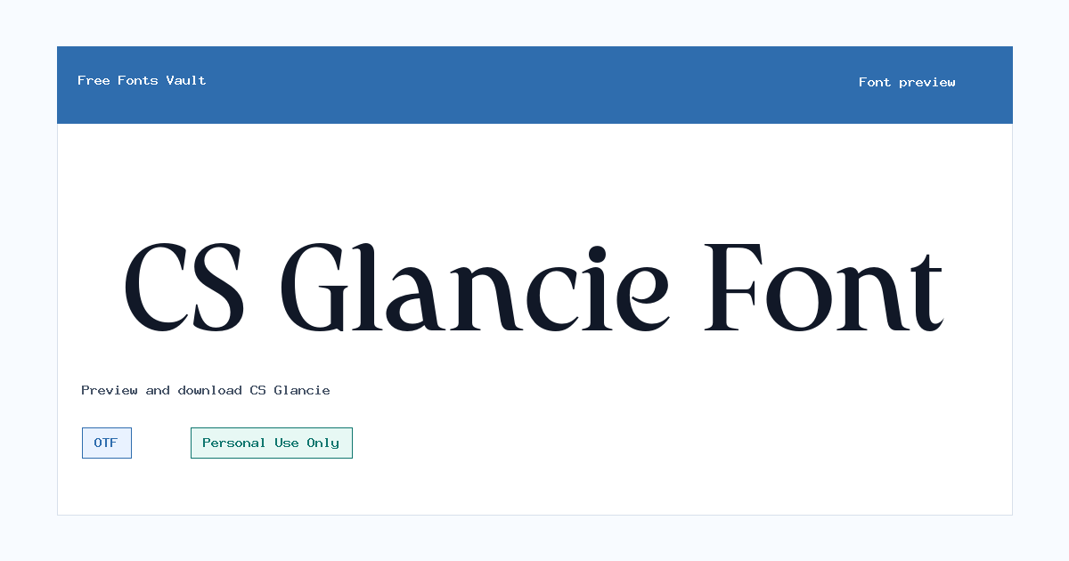 CS Glancie font preview showing the family name