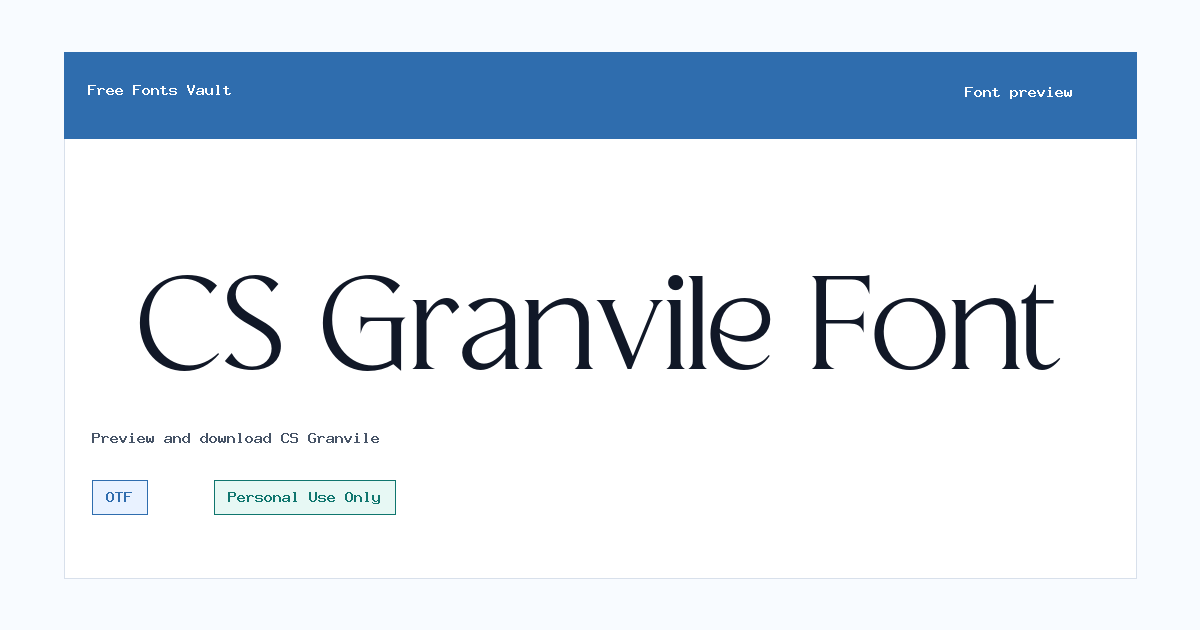 CS Granvile font preview showing the family name