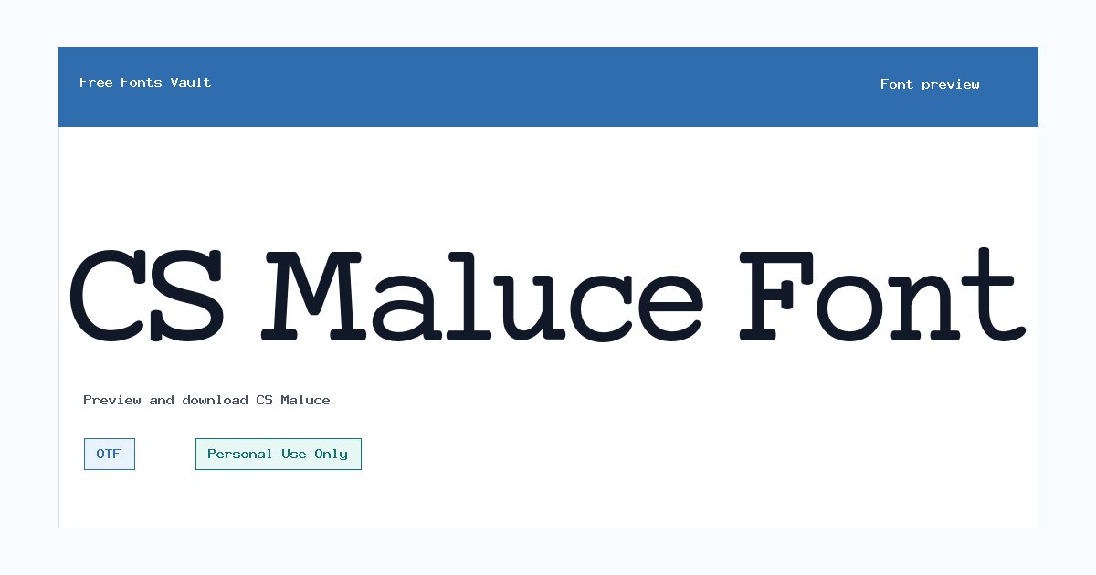 CS Maluce font preview showing the family name