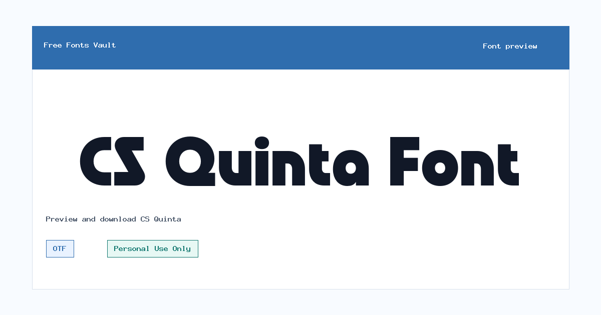 CS Quinta font preview showing the family name