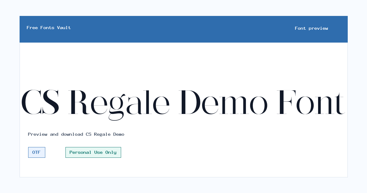 CS Regale Demo font preview showing the family name