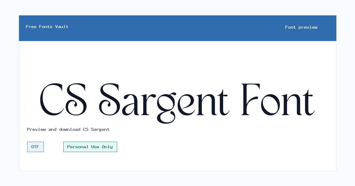 CS Sargent font preview showing the family name