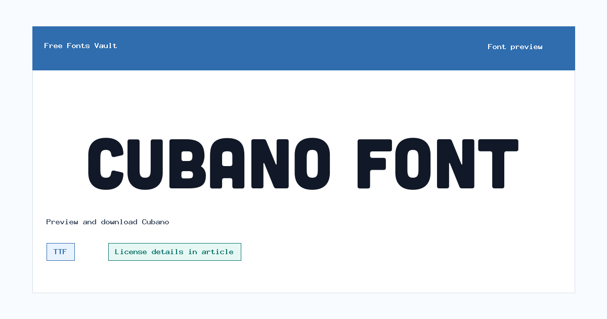 Cubano font preview showing the family name