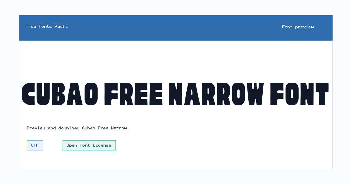 Cubao Free Narrow font preview showing the family name