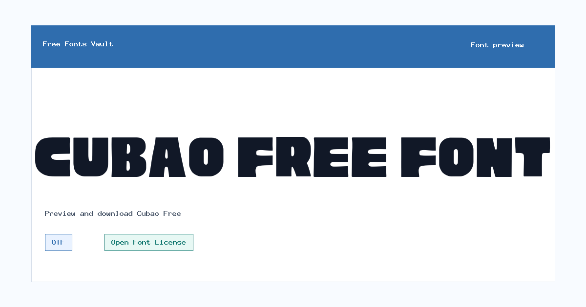 Cubao Free  font preview showing the family name